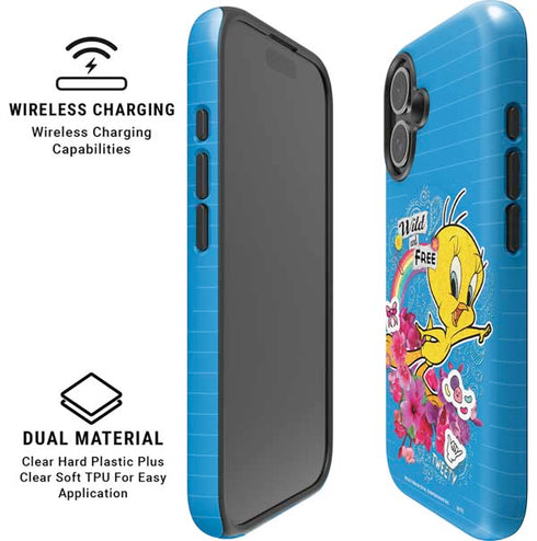 Looney Tunes Tweety Bird Wild and Free iPhone 16 Plus Magsafe Impact Case